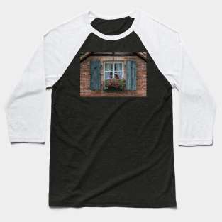 Rustic Window and Red Bricks Wall Baseball T-Shirt